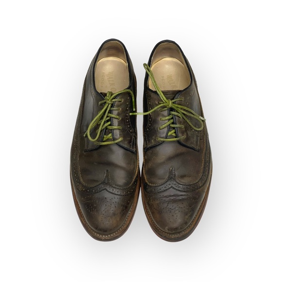 Scoop NYC x Walk Over 𖤐 Oxford Brogues Wingtips 𖤐 Olive Green 𖤐 9.5 𖤐 GQ Mag - Picture 9 of 16